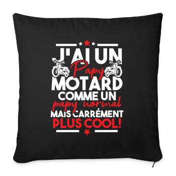 J ai un papy motard comme un papy normal - Housse de coussin décorative 45 x 45 cm - noir - Devant