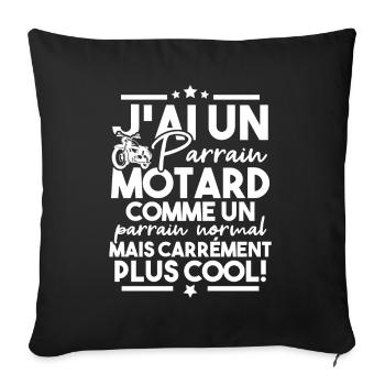 J ai un parrain motard comme un parrain normal - Housse de coussin décorative 45 x 45 cm - noir - Devant