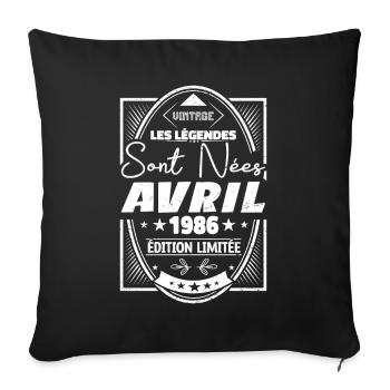 Avril 1986 - Housse de coussin décorative 45 x 45 cm - noir - Devant