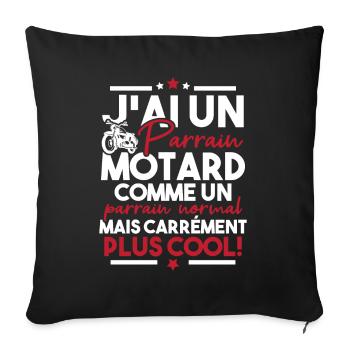 J ai un parrain motard comme un parrain normal - Housse de coussin décorative 45 x 45 cm - noir - Devant