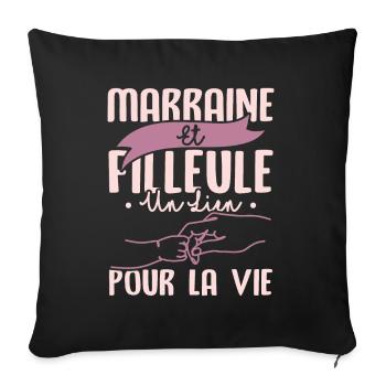 Marraine et filleule - Housse de coussin décorative 45 x 45 cm - noir - Devant