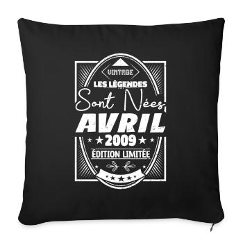 Avril 2009 - Housse de coussin décorative 45 x 45 cm - noir - Devant