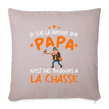 Preuve que papa n'est pas toujours à la chasse - Housse de coussin décorative 45 x 45 cm - taupe clair - Devant