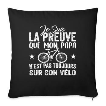 Papa cycliste cyclisme Bébé Nourrisson Naissance - Housse de coussin décorative 45 x 45 cm - noir - Devant