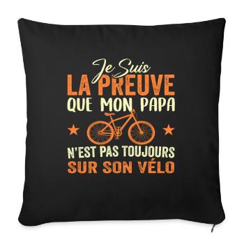 Papa cycliste cyclisme Bébé Nourrisson Naissance - Housse de coussin décorative 45 x 45 cm - noir - Devant