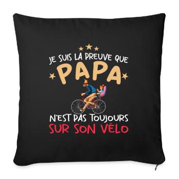 Papa cycliste cyclisme Bébé Nourrisson Naissance - Housse de coussin décorative 45 x 45 cm - noir - Devant