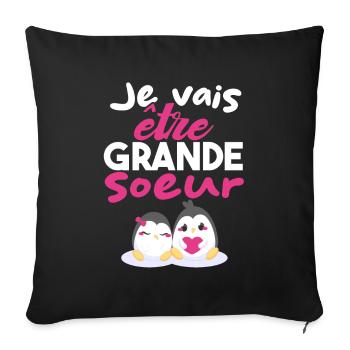 Future Grande Sœur | Annonce Grande Soeur Cadeau - Housse de coussin décorative 45 x 45 cm - noir - Devant