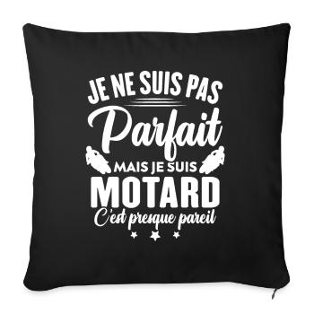 Je ne suis pas parfait mais je suis motard - Housse de coussin décorative 45 x 45 cm - noir - Devant