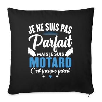 Je ne suis pas parfait mais je suis motard - Housse de coussin décorative 45 x 45 cm - noir - Devant