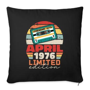 April 1976 Vintage Anniversary Retro Gift, 1976 - Sofa pillowcase 17,3'' x 17,3'' (45 x 45 cm) - black - Front