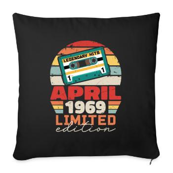 April 1969 Vintage Anniversary Retro Gift, 1969 - Sofa pillowcase 17,3'' x 17,3'' (45 x 45 cm) - black - Front