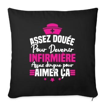 Assez douée pour devenir infirmière - Housse de coussin décorative 45 x 45 cm - noir - Devant