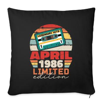 April 1986 Vintage Anniversary Retro Gift, 1986 - Sofa pillowcase 17,3'' x 17,3'' (45 x 45 cm) - black - Front