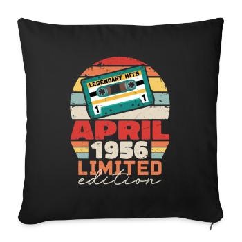 Avril 1956 Vintage Anniversaire Rétro Cadeau, 1956 - Housse de coussin décorative 45 x 45 cm - noir - Devant