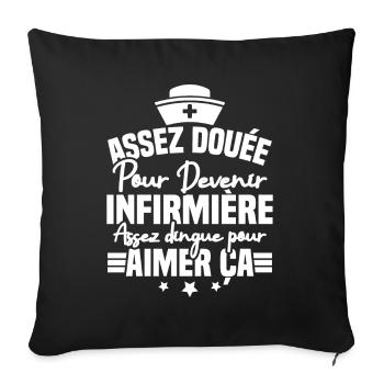 Assez douée pour devenir infirmière - Housse de coussin décorative 45 x 45 cm - noir - Devant