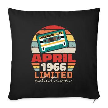 April 1966 Vintage Anniversary Retro Gift, 1966 - Sofa pillowcase 17,3'' x 17,3'' (45 x 45 cm) - black - Front