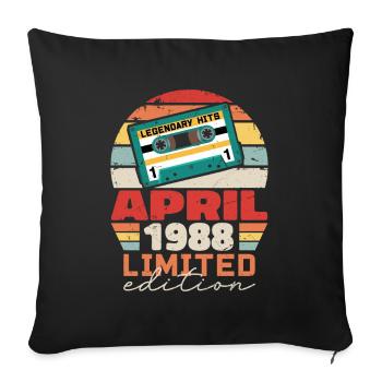 April 1988 Vintage Anniversary Retro Gift, 1988 - Sofa pillowcase 17,3'' x 17,3'' (45 x 45 cm) - black - Front