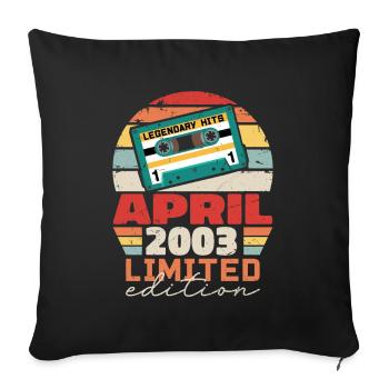 April 2003 Vintage Jubiläum Retro Geschenk, 2003 - Sofakissenbezug 45 x 45 cm - Schwarz - Vorne