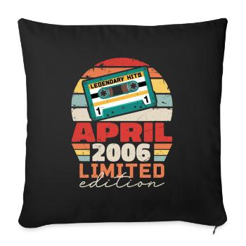 April 2006 Vintage Anniversary Retro Gift, 2006 - Sofa pillowcase 17,3'' x 17,3'' (45 x 45 cm) - black - Front