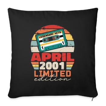 April 2001 Vintage Anniversary Retro Gift, 2001 - Sofa pillowcase 17,3'' x 17,3'' (45 x 45 cm) - black - Front