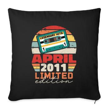 April 2011 Vintage Anniversary Retro Gift, 2011 - Sofa pillowcase 17,3'' x 17,3'' (45 x 45 cm) - black - Front