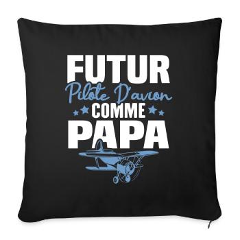 Futur Pilote d'avion comme Papa - Housse de coussin décorative 45 x 45 cm - noir - Devant