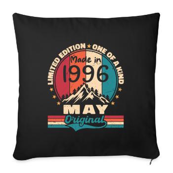 May 1996 Birthday May 1996 Original May Gift - Sofa pillowcase 17,3'' x 17,3'' (45 x 45 cm) - black - Front