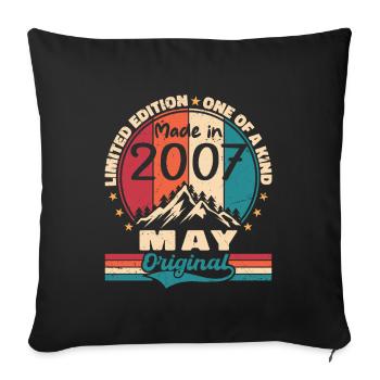 Mai 2007 Anniversaire Mai 2007 Original Mai Cadeau - Housse de coussin décorative 45 x 45 cm - noir - Devant