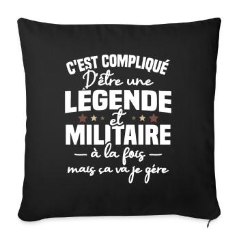 Légende et militaire - Housse de coussin décorative 45 x 45 cm - noir - Devant