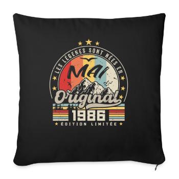 Légendes Mai 1986 Cadeau D'anniversaire Mai 1986 - Housse de coussin décorative 45 x 45 cm - noir - Devant