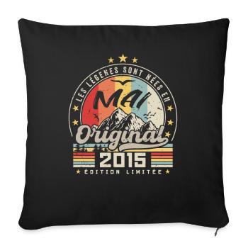 Légendes Mai 2015 Cadeau D'anniversaire Mai 2015 - Housse de coussin décorative 45 x 45 cm - noir - Devant