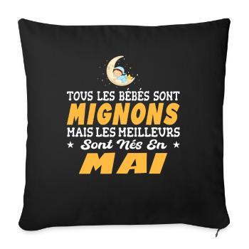 Naissance Cadeau Baby Bébé né en Mai Fille Garçon - Housse de coussin décorative 45 x 45 cm - noir - Devant