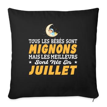 Naissance Cadeau Baby Bébé né en Juillet Fille Gar - Housse de coussin décorative 45 x 45 cm - noir - Devant