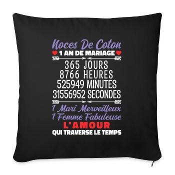 Noces de Coton - Housse de coussin décorative 45 x 45 cm - noir - Devant