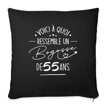 Bogosse 55 ans Cadeau Humour Anniversaire 55 ans - Housse de coussin décorative 45 x 45 cm - noir - Devant