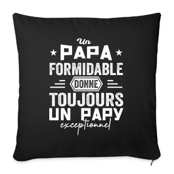 Papa Formidable Papy Exceptionnel Cadeau Papa Papy - Housse de coussin décorative 45 x 45 cm - noir - Devant