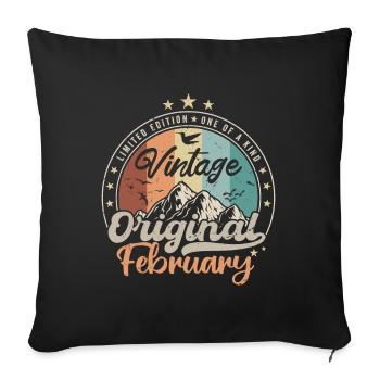 Né en Février Cadeau D'anniversaire - Housse de coussin décorative 45 x 45 cm - noir - Devant