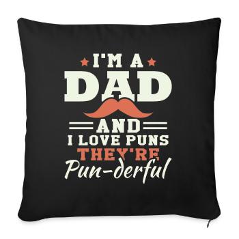J’adore les jeux de mots | Hommes | Blague de Papa - Housse de coussin décorative 45 x 45 cm - noir - Devant