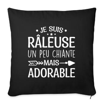 Je Suis Râleuse Un Peu Chiante Mais Adorable - Housse de coussin décorative 45 x 45 cm - noir - Devant