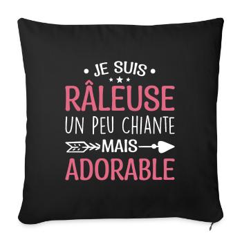 Je Suis Râleuse Un Peu Chiante Mais Adorable - Housse de coussin décorative 45 x 45 cm - noir - Devant