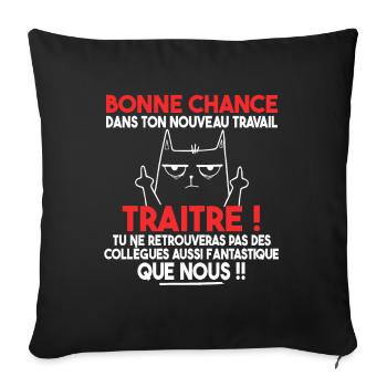 Départ Collègue Collègues Cadeau Traître Chat - Housse de coussin décorative 45 x 45 cm - noir - Devant