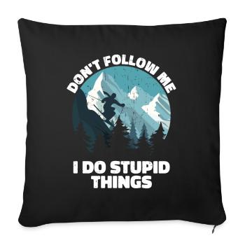 Skiing Snow Skier Winter Ski Snowboard - Housse de coussin décorative 45 x 45 cm - noir - Devant