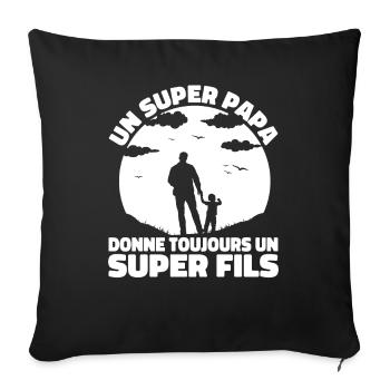 Super Papa Super Fils Cadeau Pere Fête des Pères - Housse de coussin décorative 45 x 45 cm - noir - Devant