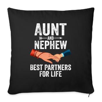 Aunt & Nephew Best Partners For Life - Housse de coussin décorative 45 x 45 cm - noir - Devant