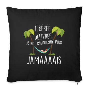 Femme Retraitée Idée Cadeau Femme Humour Retraite - Housse de coussin décorative 45 x 45 cm - noir - Devant
