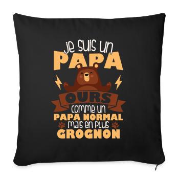 Je suis un papa ours comme un papa normal cadeau - Housse de coussin décorative 45 x 45 cm - noir - Devant