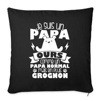 Je suis un papa ours comme un papa normal cadeau - Housse de coussin décorative 45 x 45 cm - noir - Devant