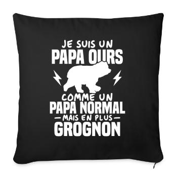 Je suis un papa ours comme un papa normal cadeau - Housse de coussin décorative 45 x 45 cm - noir - Devant