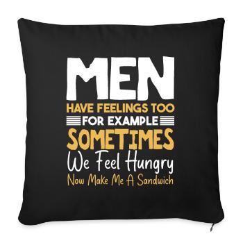 Männer haben auch Gefühle Lustiges Zitat Humor Männer - Sofakissenbezug 45 x 45 cm - Schwarz - Vorne