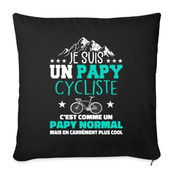Retraite Papy Cycliste Carrément Plus Cool - Housse de coussin décorative 45 x 45 cm - noir - Devant